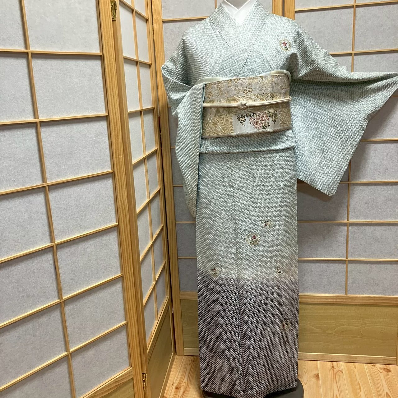 8073# Japanese Kimono Vintage Womens Silk Fabric Robe Kimono only sold Shibori