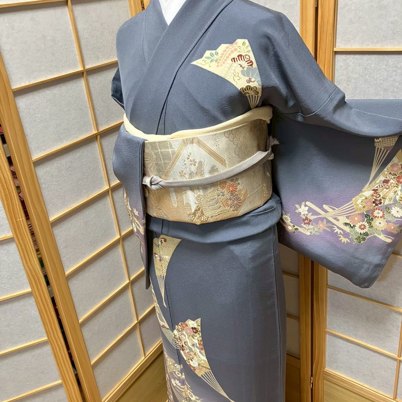 8074# Japanese Kimono Vintage Womens Silk Fabric Robe Kimono only sold