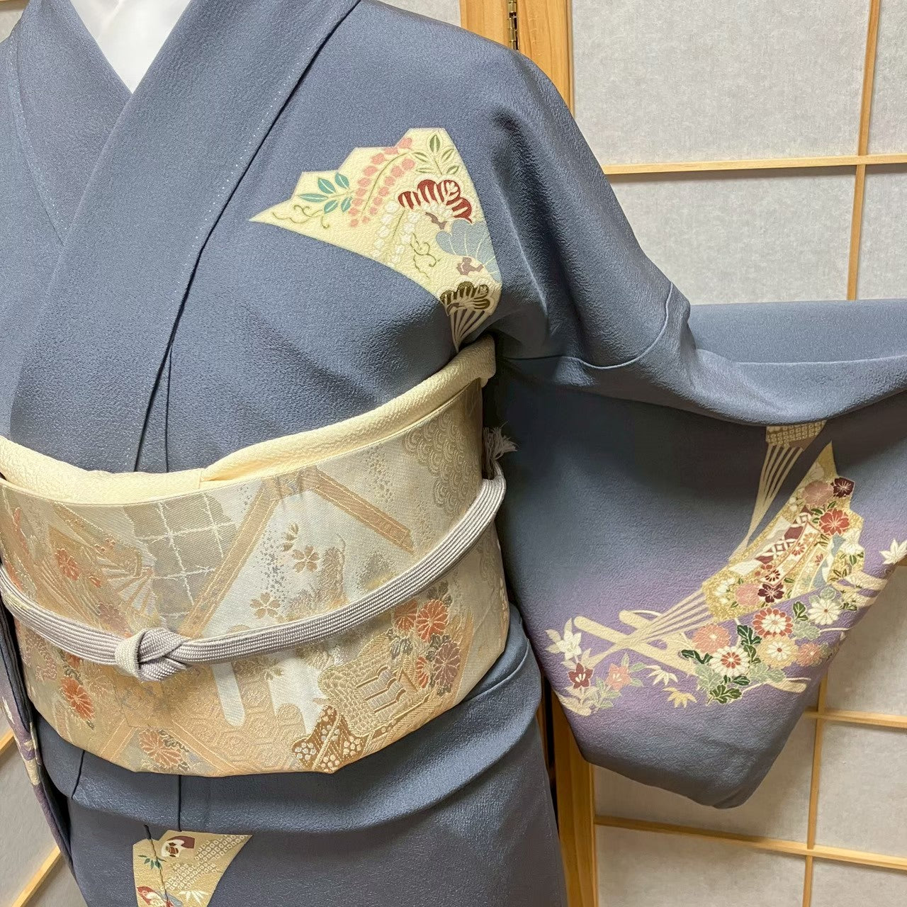 8074# Japanese Kimono Vintage Womens Silk Fabric Robe Kimono only sold