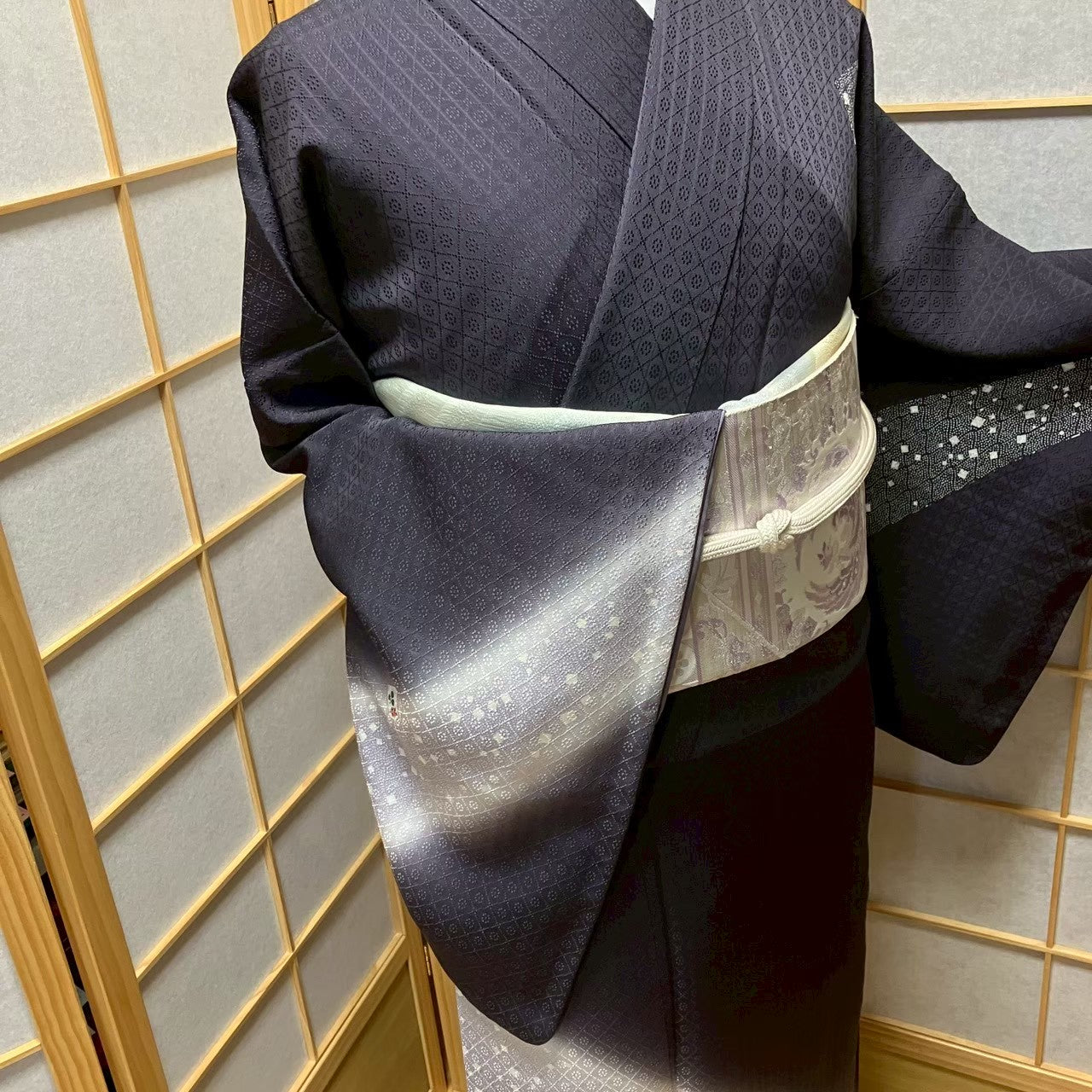 8075# Japanese Kimono Vintage Womens Silk Fabric Robe Kimono only sold