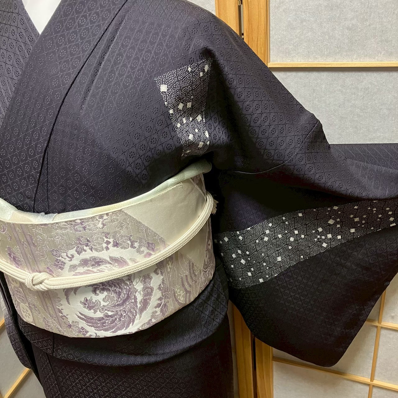 8075# Japanese Kimono Vintage Womens Silk Fabric Robe Kimono only sold