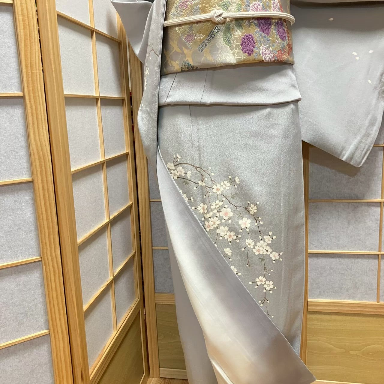 8071# Japanese Kimono Vintage Womens Silk Fabric Robe Kimono only sold