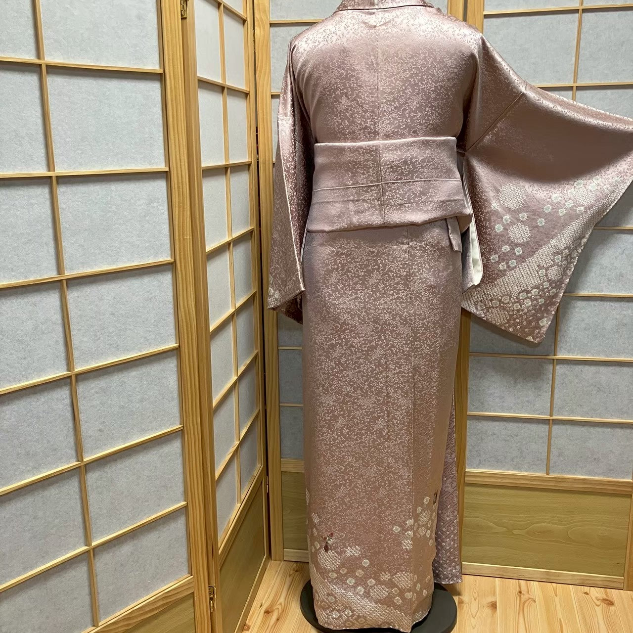 8077# Japanese Kimono Vintage Womens Silk Fabric Robe Kimono only sold Shibori