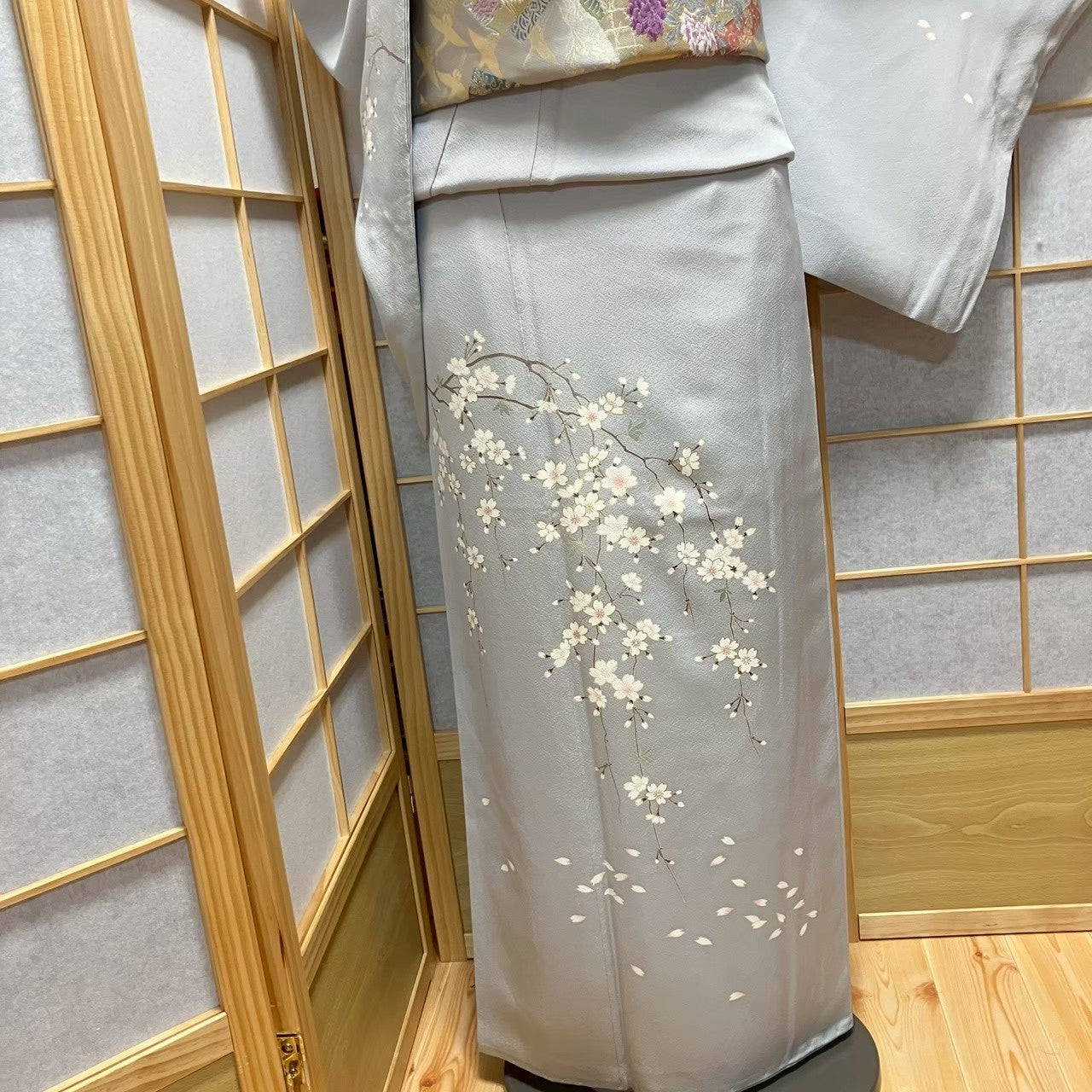 8071# Japanese Kimono Vintage Womens Silk Fabric Robe Kimono only sold