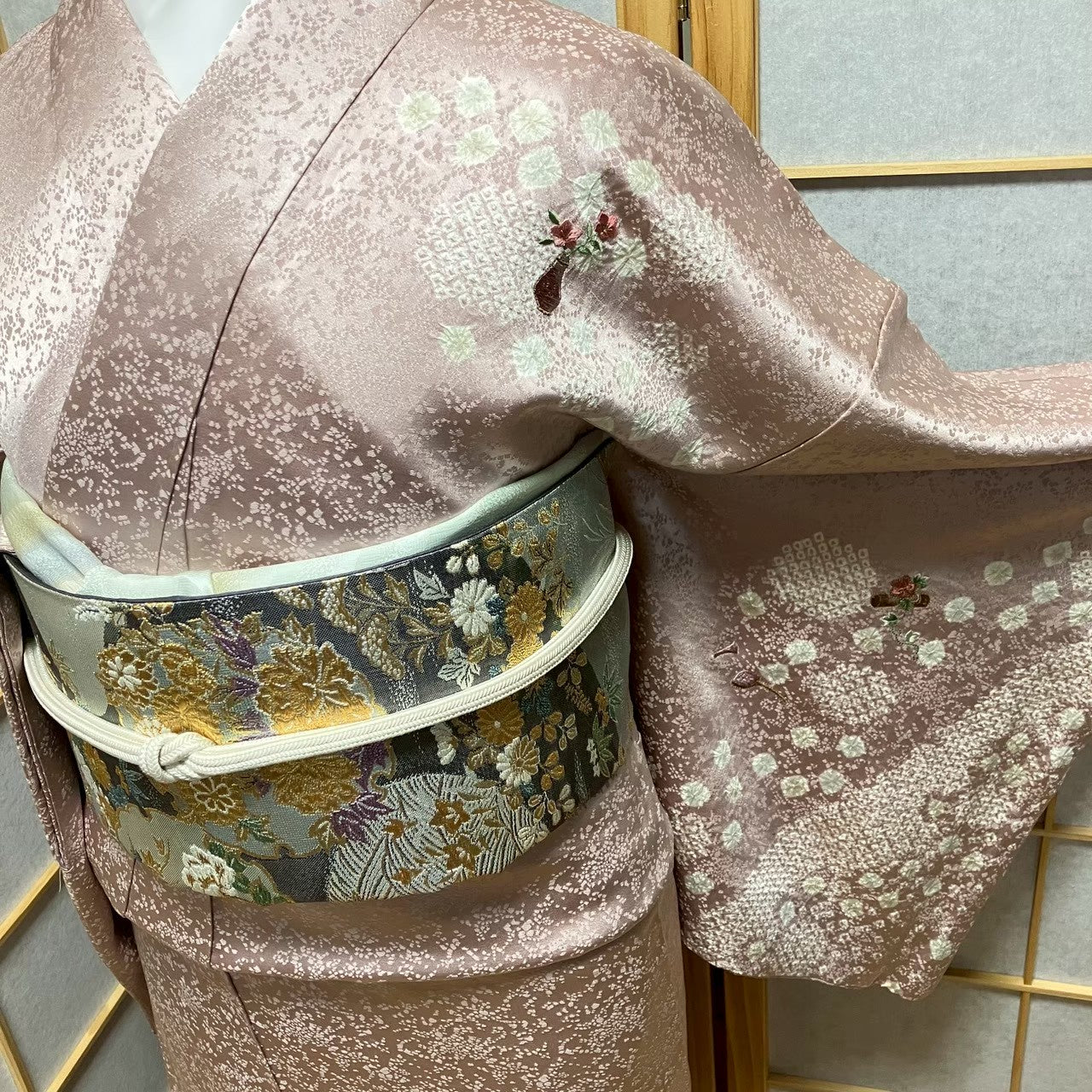 8077# Japanese Kimono Vintage Womens Silk Fabric Robe Kimono only sold Shibori