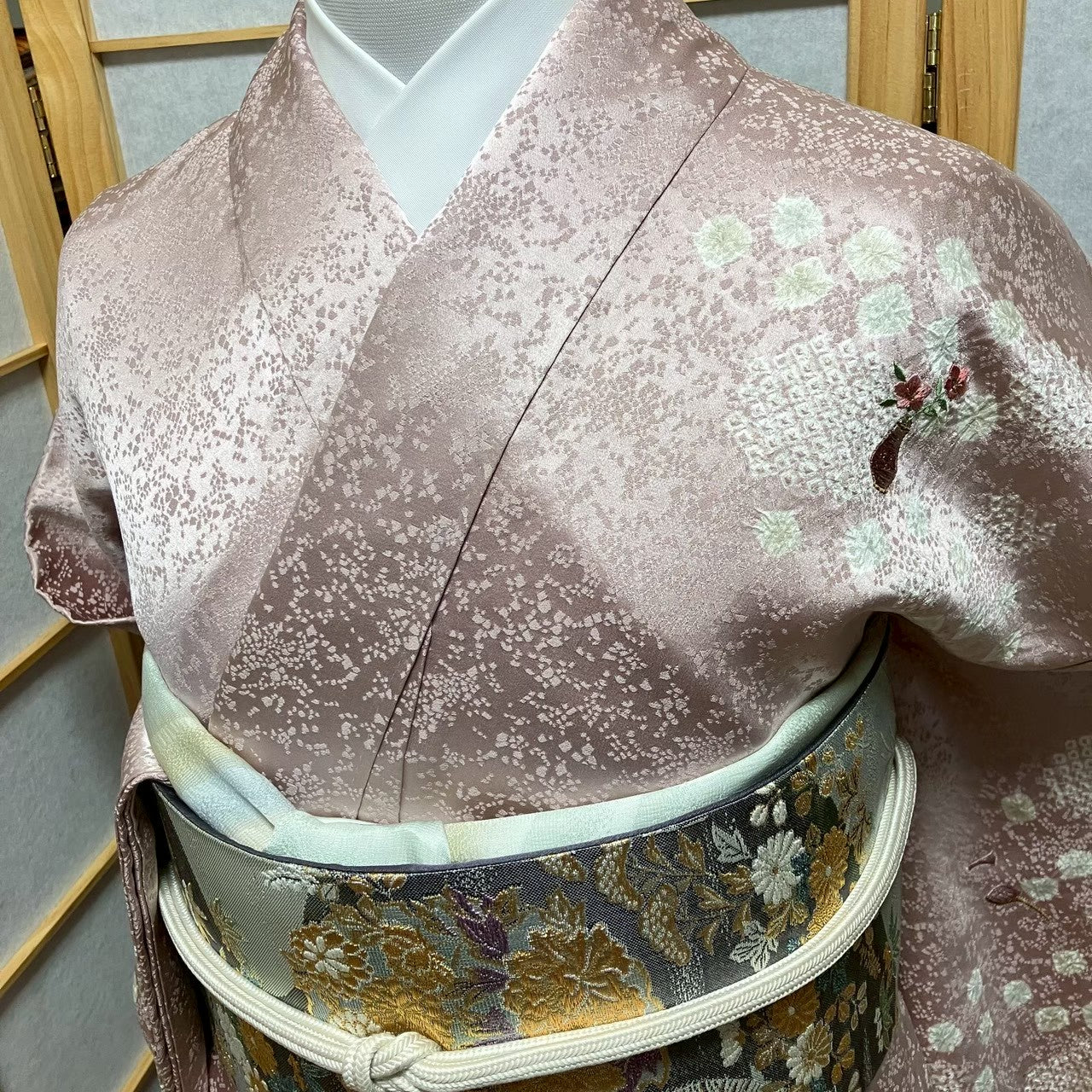 8077# Japanese Kimono Vintage Womens Silk Fabric Robe Kimono only sold Shibori