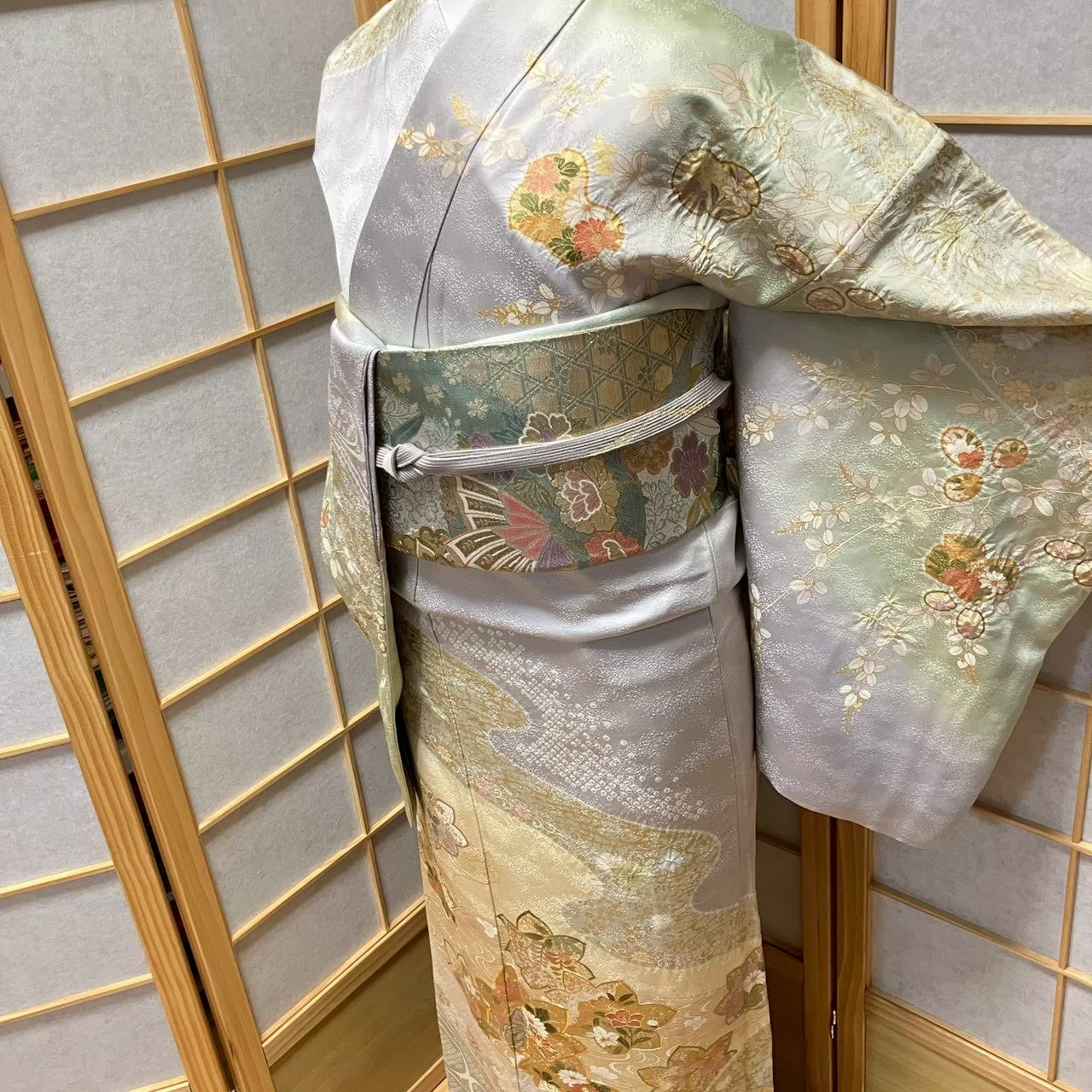 8078# Japanese Kimono Vintage Womens Silk Fabric Robe Kimono only sold Shibori