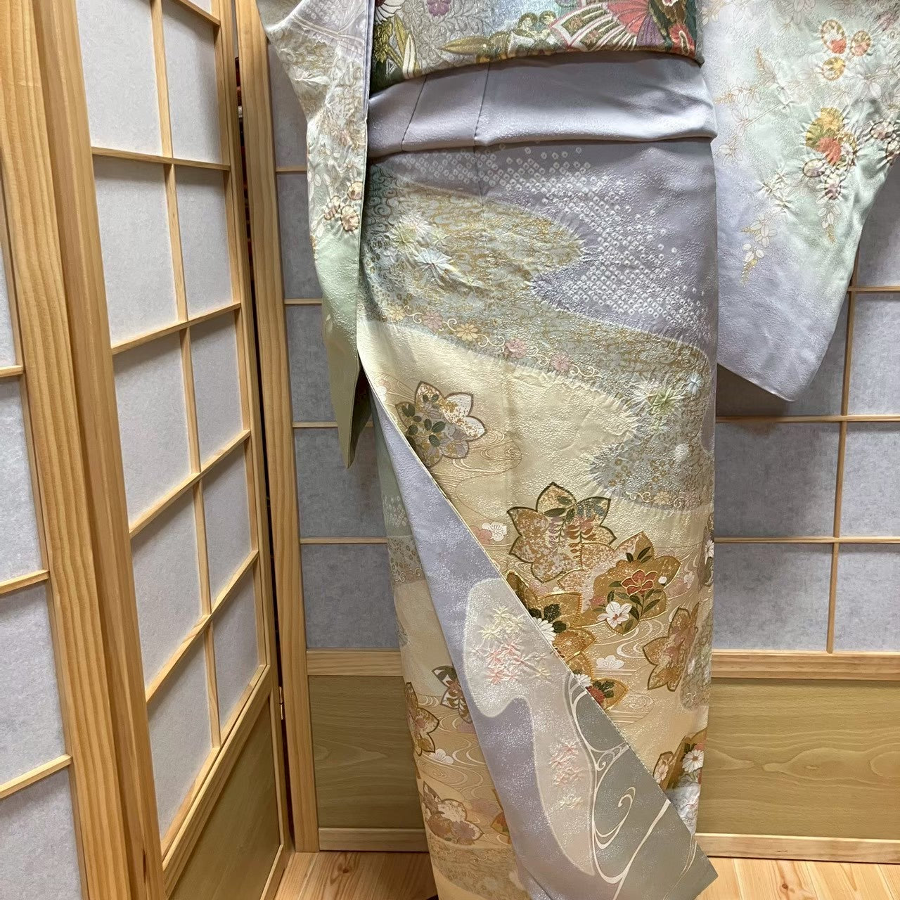 8078# Japanese Kimono Vintage Womens Silk Fabric Robe Kimono only sold Shibori