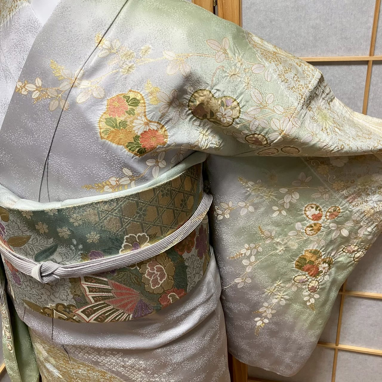 8078# Japanese Kimono Vintage Womens Silk Fabric Robe Kimono only sold Shibori