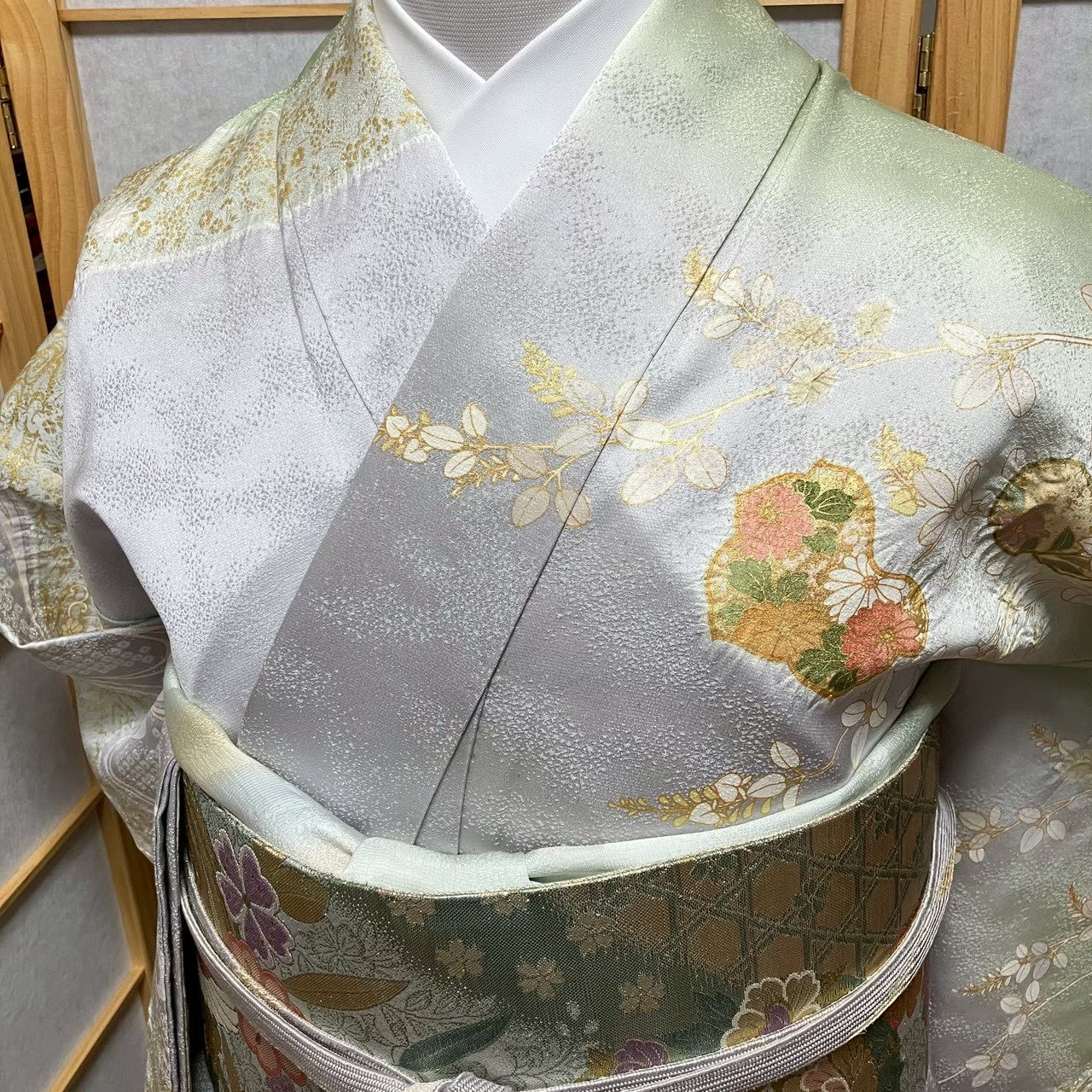 8078# Japanese Kimono Vintage Womens Silk Fabric Robe Kimono only sold Shibori