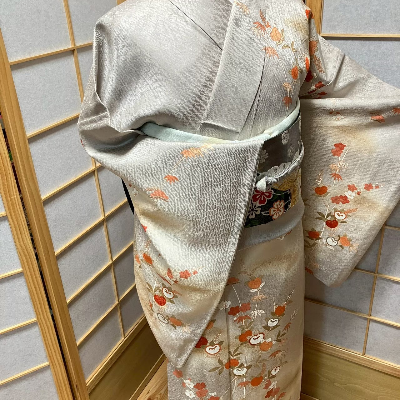 8079# Japanese Kimono Vintage Womens Silk Fabric Robe Kimono only sold