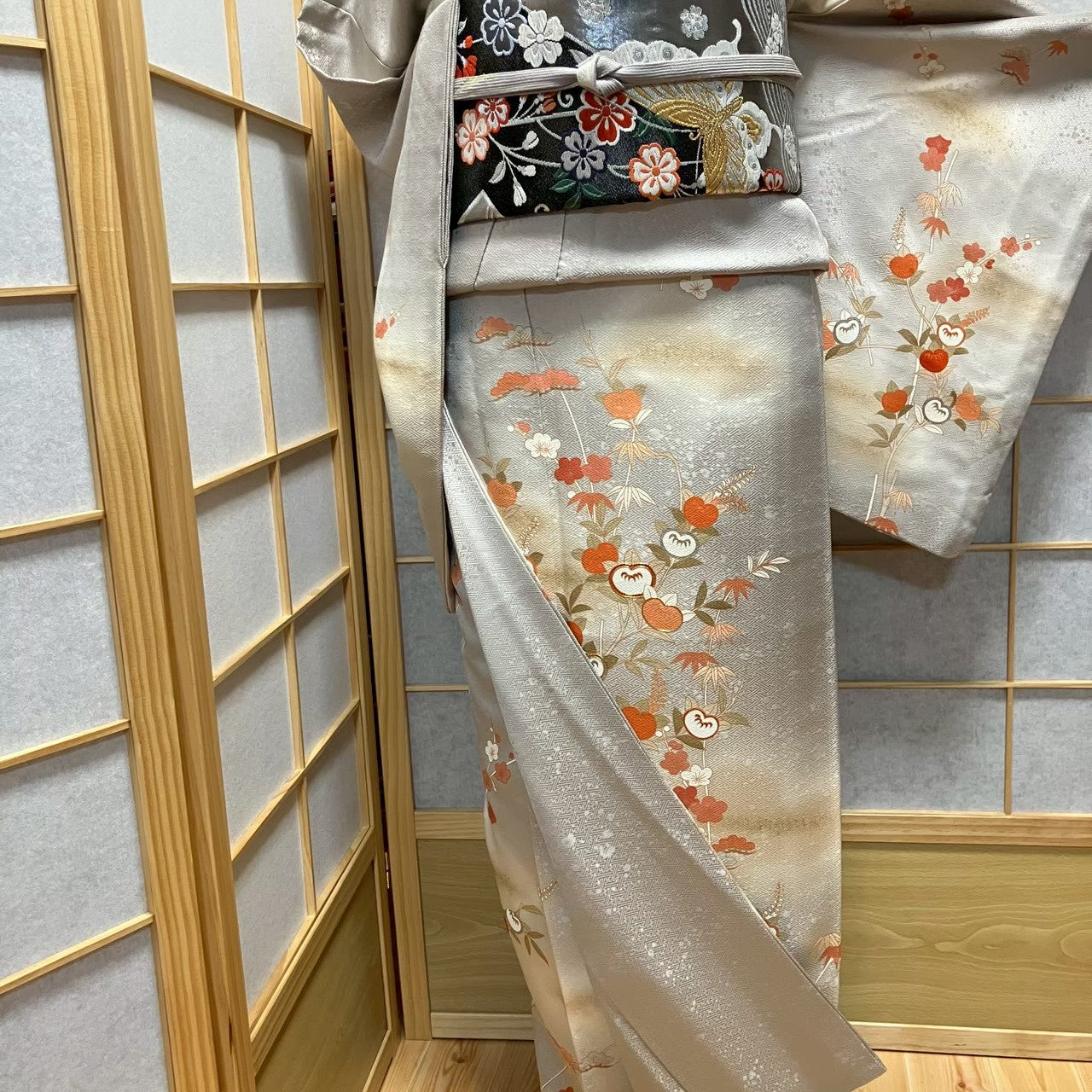 8079# Japanese Kimono Vintage Womens Silk Fabric Robe Kimono only sold