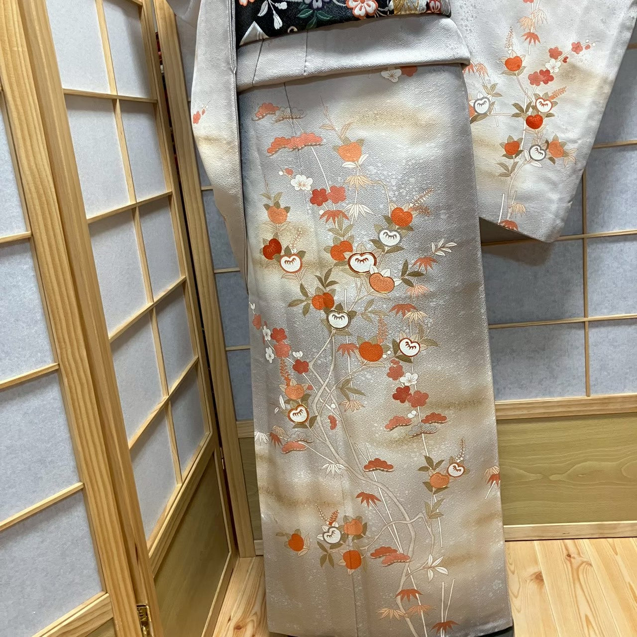 8079# Japanese Kimono Vintage Womens Silk Fabric Robe Kimono only sold