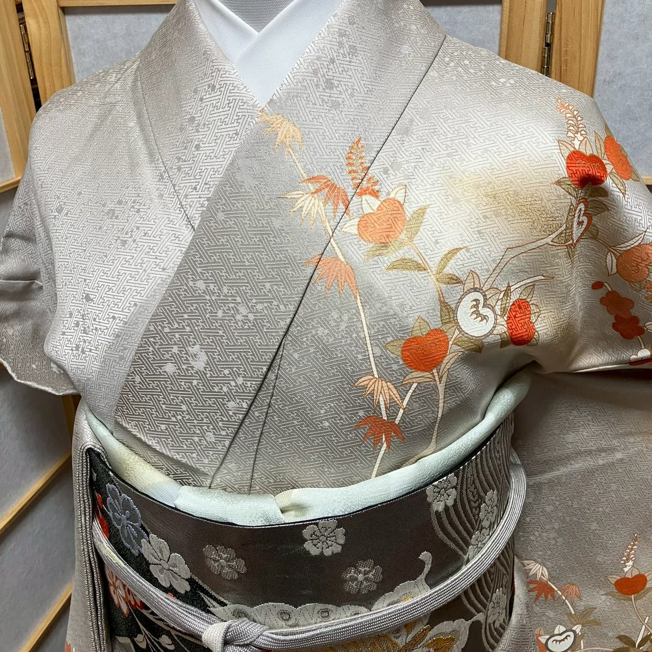 8079# Japanese Kimono Vintage Womens Silk Fabric Robe Kimono only sold
