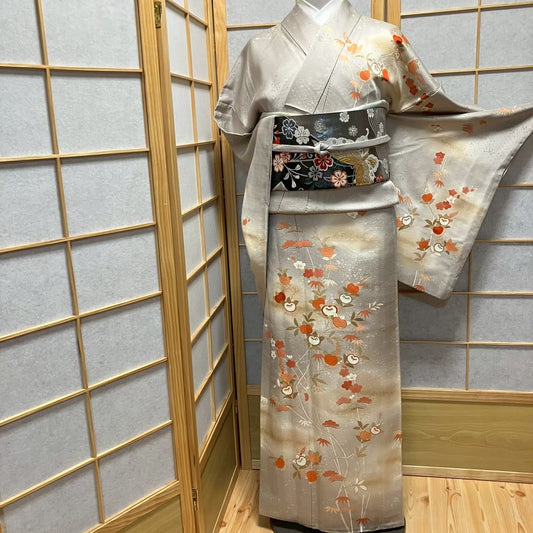 8079# Japanese Kimono Vintage Womens Silk Fabric Robe Kimono only sold
