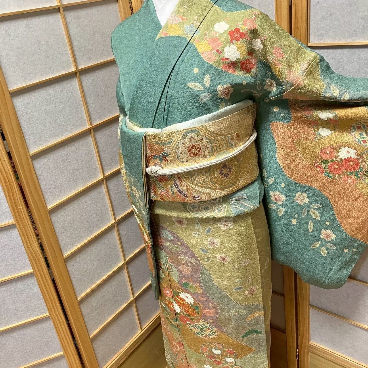 8080# Japanese Kimono Vintage Womens Silk Fabric Robe Kimono only sold Shibori