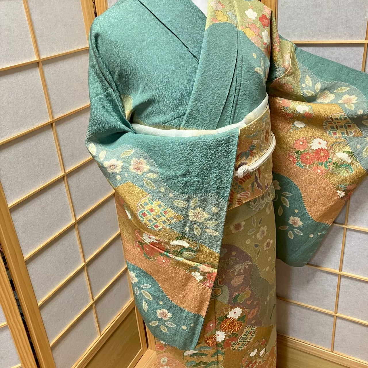 8080# Japanese Kimono Vintage Womens Silk Fabric Robe Kimono only sold Shibori