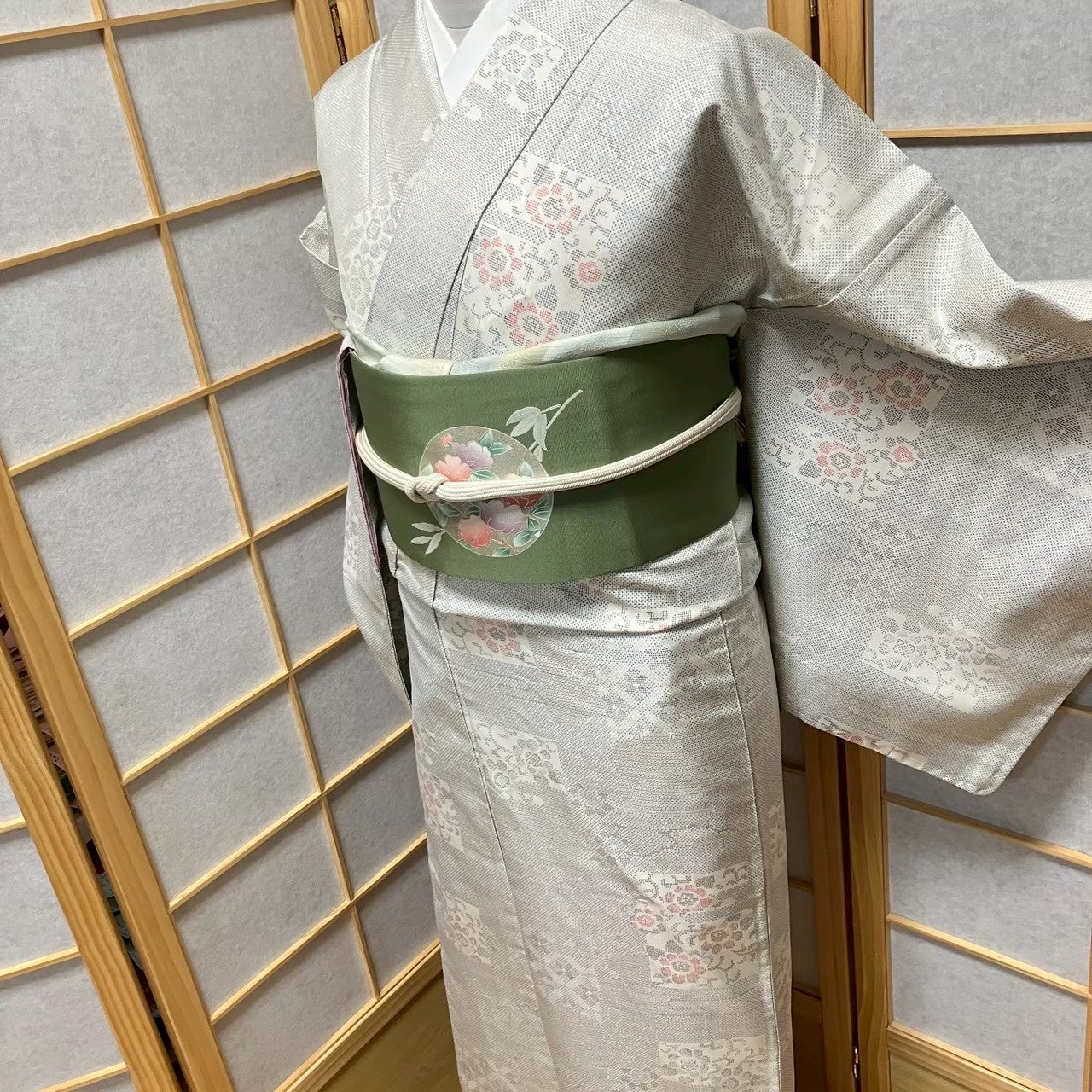 8095# Japanese Kimono Vintage Womens Silk Pongee Fabric Robe Kimono only sold