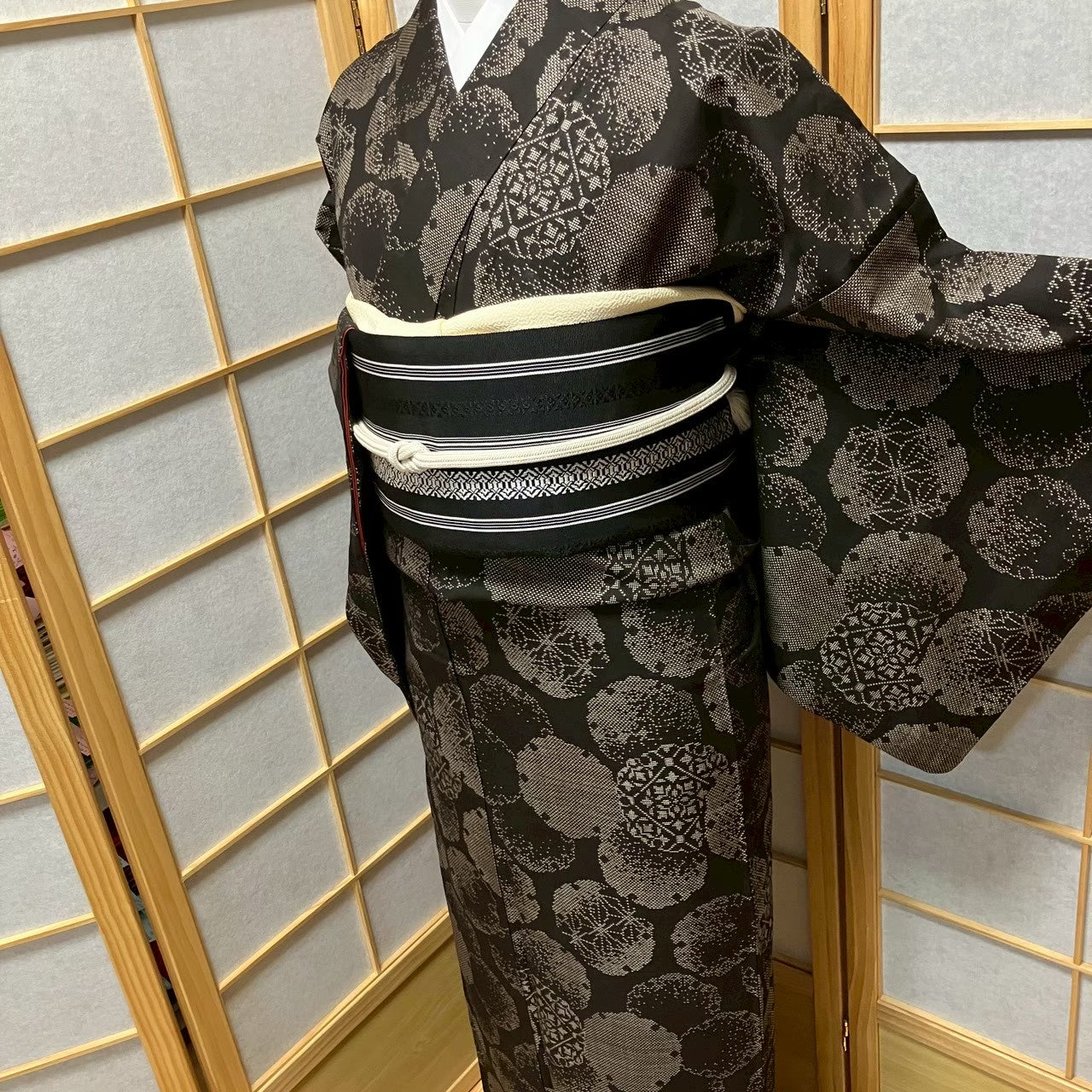 8096# Japanese Kimono Vintage Womens Silk Pongee Fabric Robe Kimono only sold