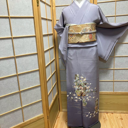 8114# Japanese Tomesode Kimono Vintage Womens Silk Fabric Robe Kimono only sold