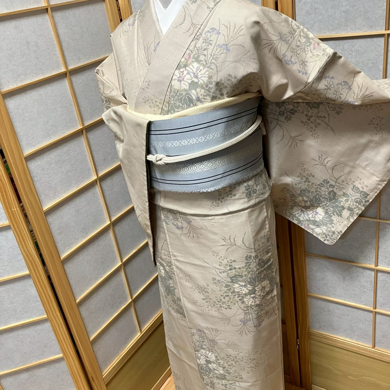 8115# Japanese Kimono Vintage Womens Silk Pongee Fabric Robe Kimono only sold