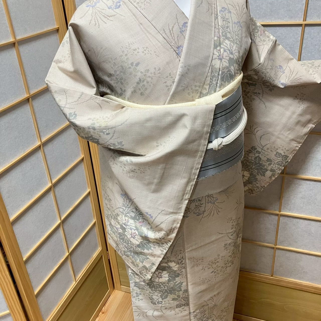 8115# Japanese Kimono Vintage Womens Silk Pongee Fabric Robe Kimono only sold
