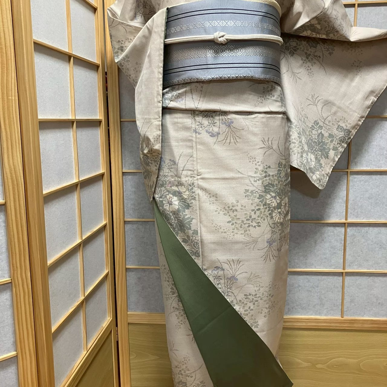 8115# Japanese Kimono Vintage Womens Silk Pongee Fabric Robe Kimono only sold