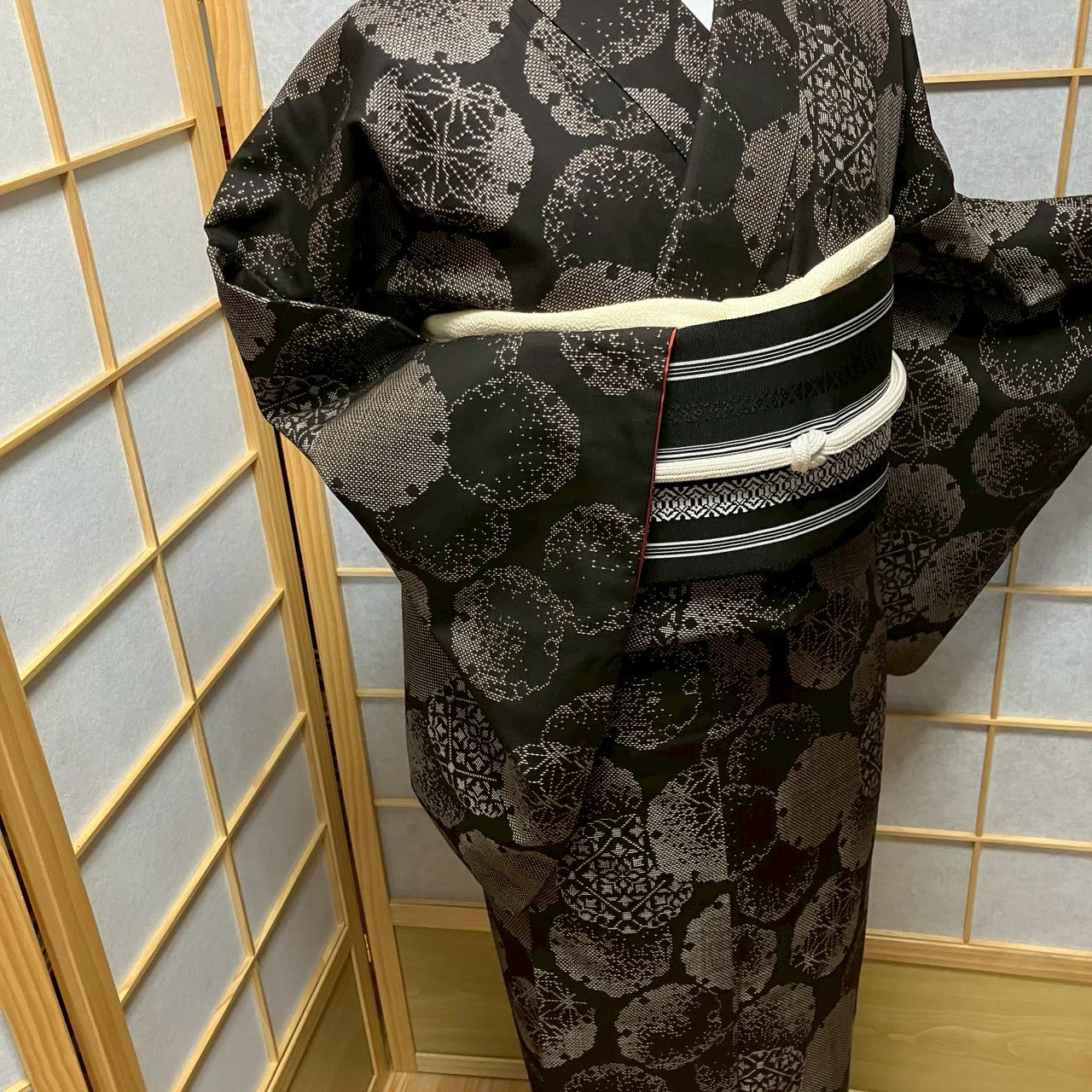 8096# Japanese Kimono Vintage Womens Silk Pongee Fabric Robe Kimono only sold