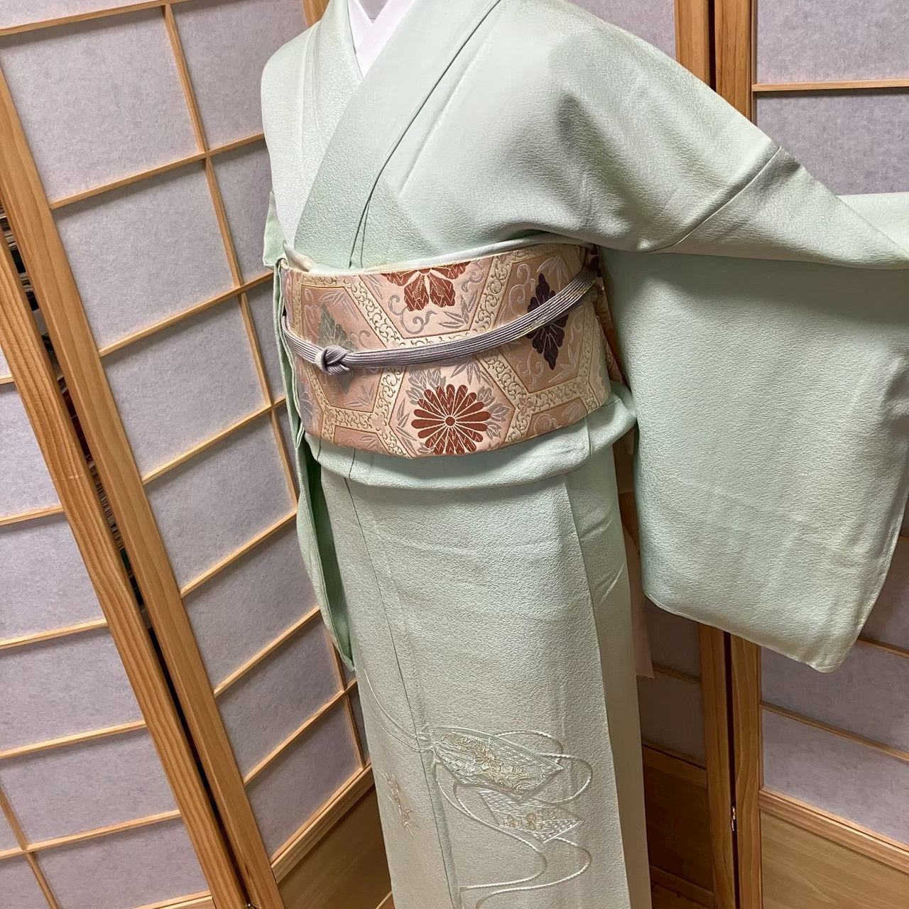 8116# Japanese Plain Kimono Vintage Womens Silk Fabric Robe Kimono only sold