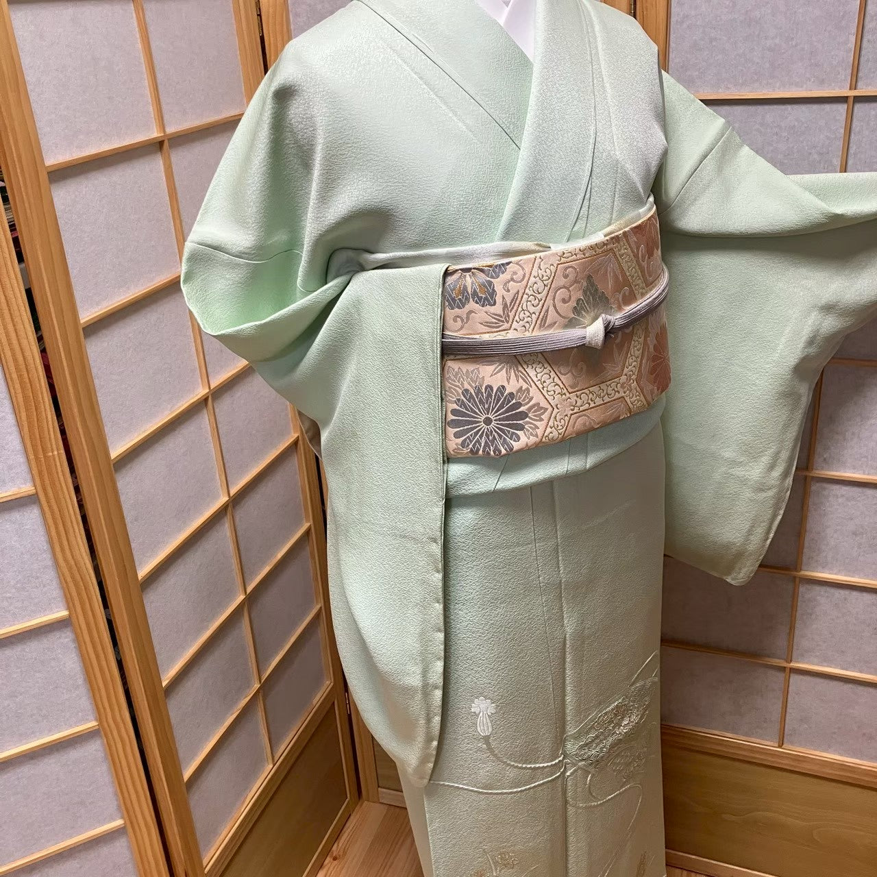 8116# Japanese Plain Kimono Vintage Womens Silk Fabric Robe Kimono only sold