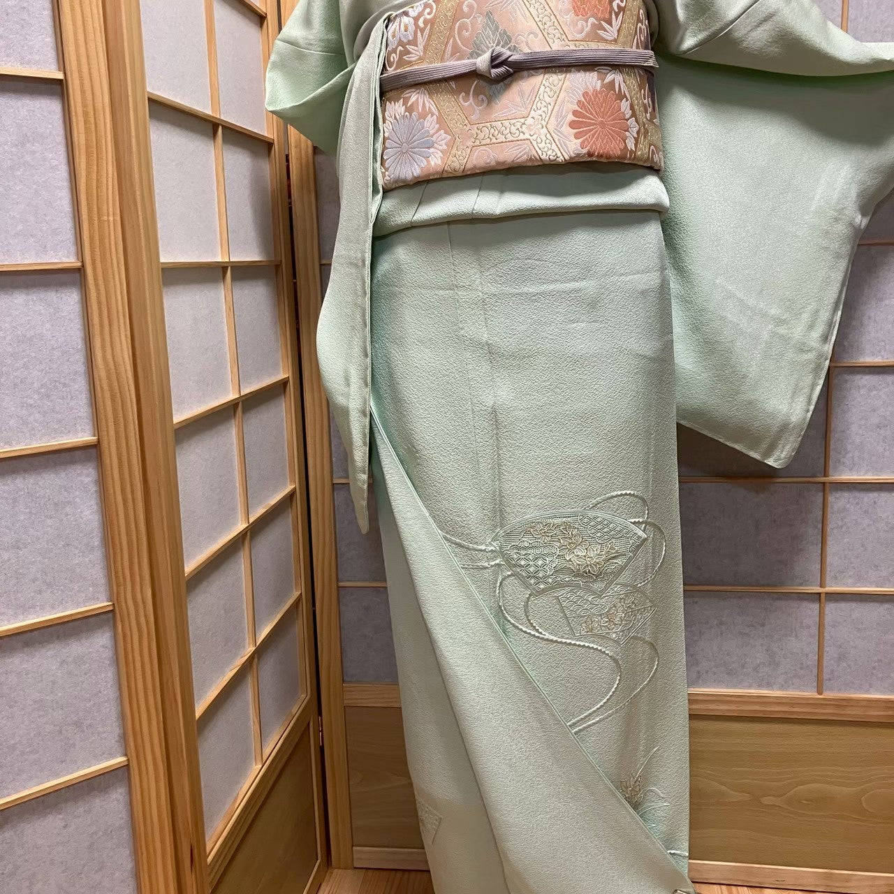 8116# Japanese Plain Kimono Vintage Womens Silk Fabric Robe Kimono only sold
