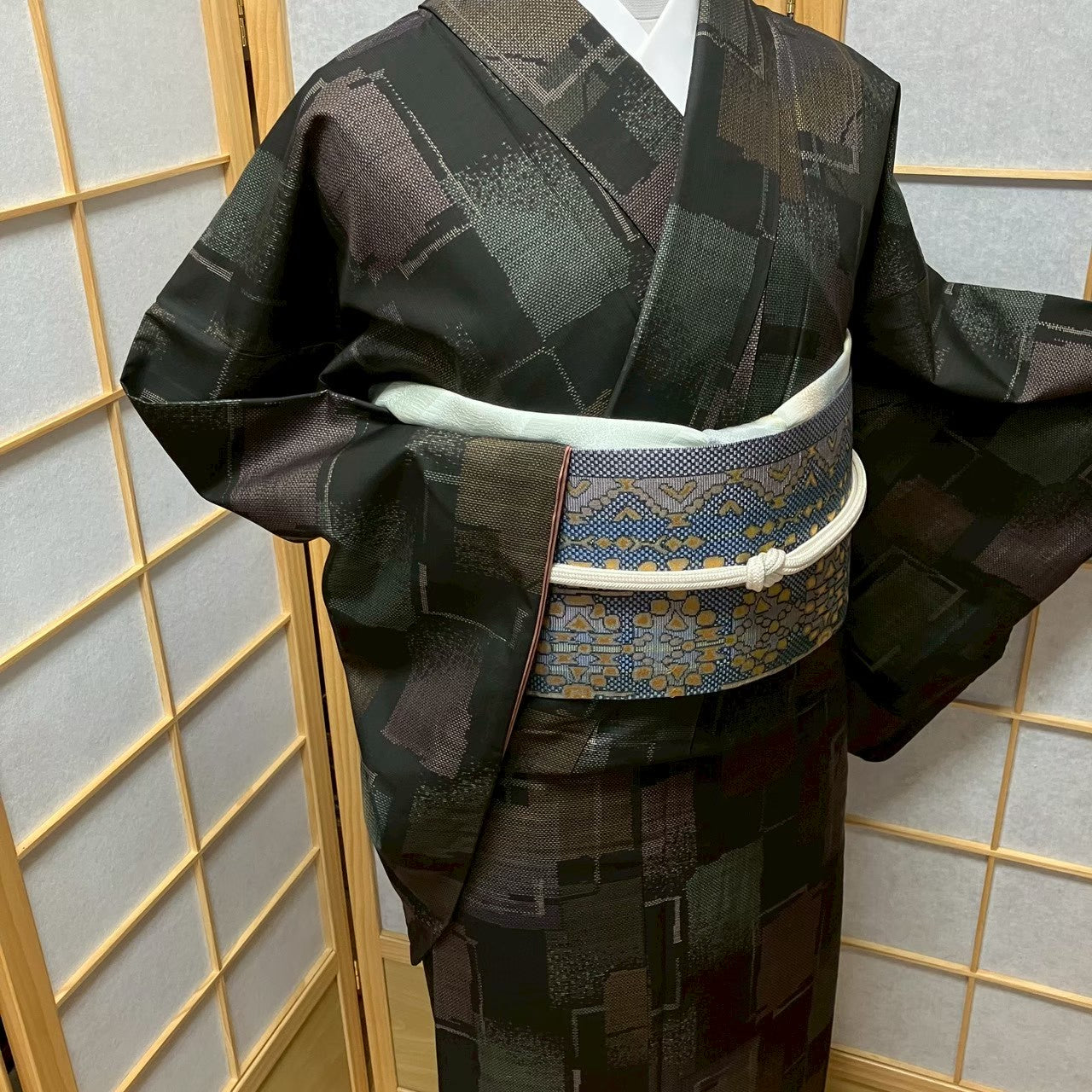 8117# Japanese Kimono Vintage Womens Silk Pongee Fabric Robe Kimono only sold