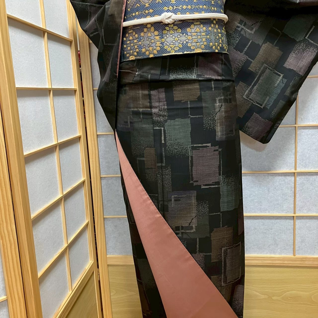 8117# Japanese Kimono Vintage Womens Silk Pongee Fabric Robe Kimono only sold