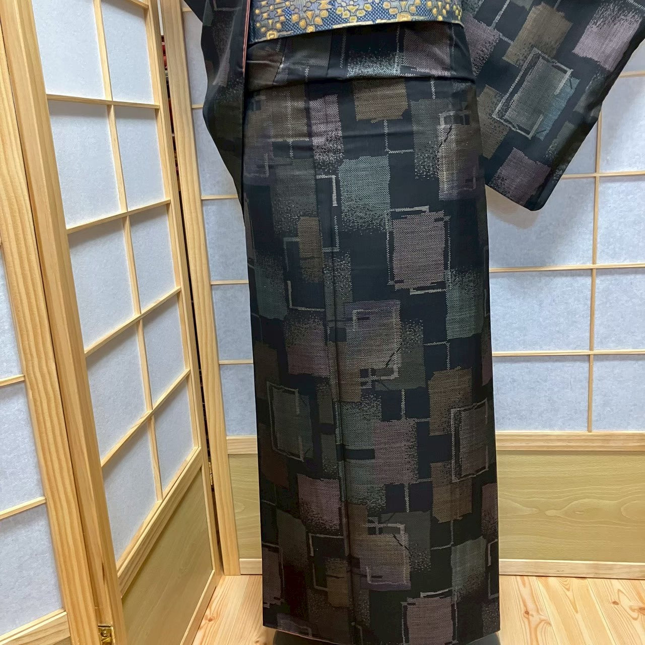 8117# Japanese Kimono Vintage Womens Silk Pongee Fabric Robe Kimono only sold