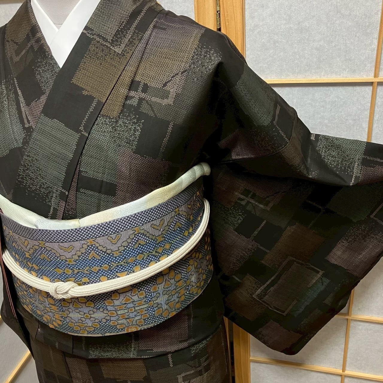 8117# Japanese Kimono Vintage Womens Silk Pongee Fabric Robe Kimono only sold