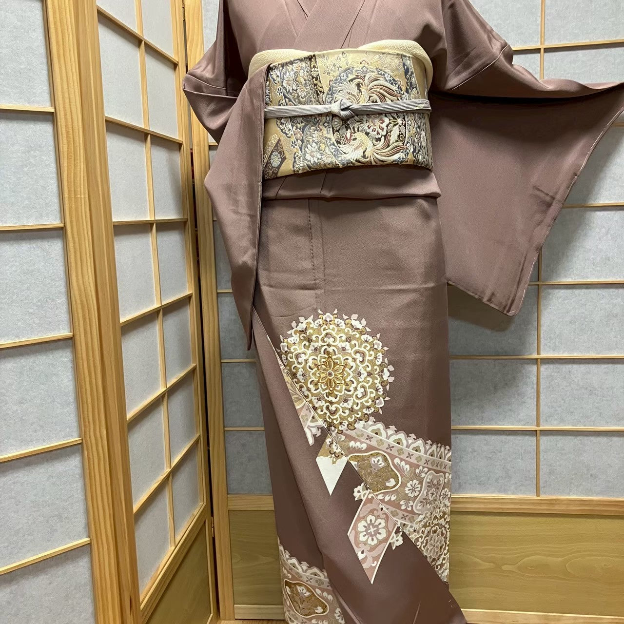 8118# Japanese Tomesode Kimono Vintage Womens Silk Fabric Robe Kimono only sold