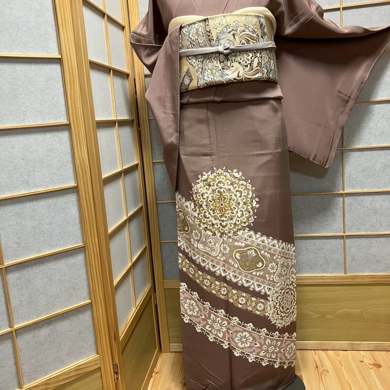 8118# Japanese Tomesode Kimono Vintage Womens Silk Fabric Robe Kimono only sold