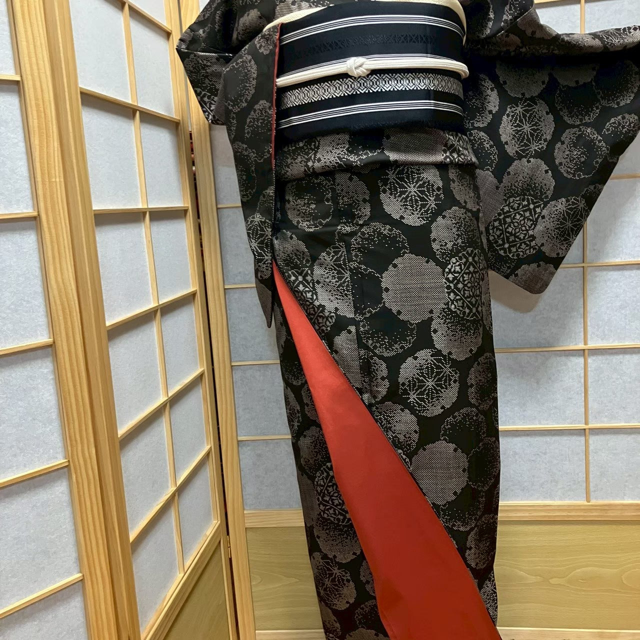 8096# Japanese Kimono Vintage Womens Silk Pongee Fabric Robe Kimono only sold
