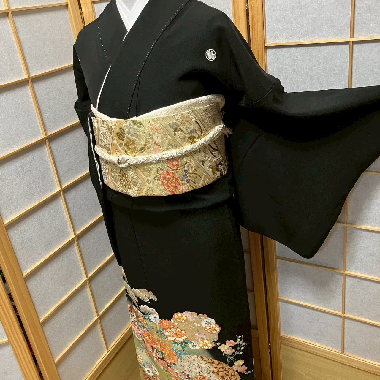 8119# Japanese Tomesode Kimono Vintage Womens Silk Fabric Robe Kimono only sold
