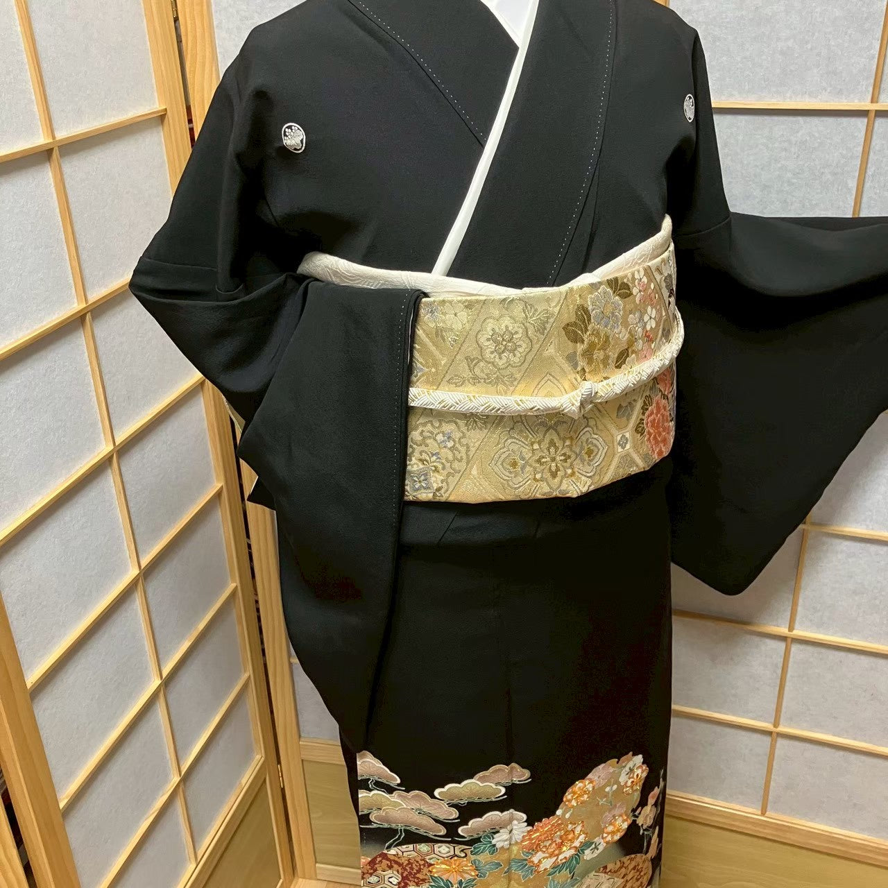 8119# Japanese Tomesode Kimono Vintage Womens Silk Fabric Robe Kimono only sold