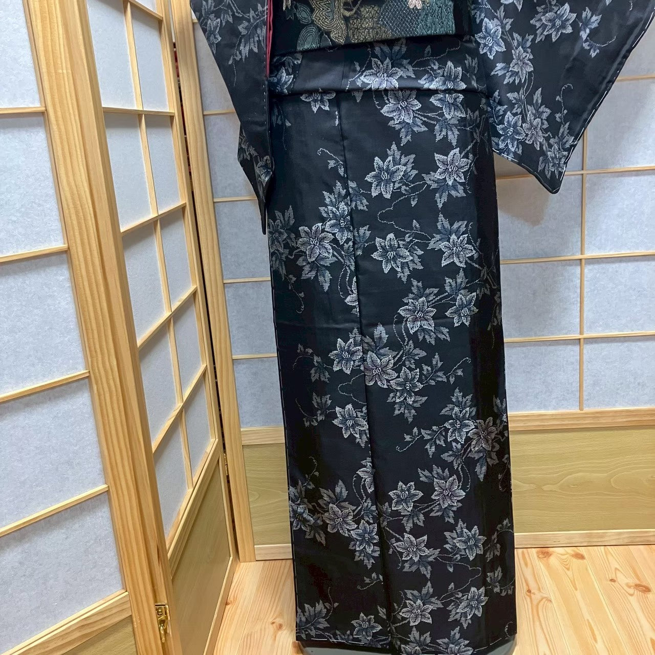 8120# Japanese Kimono Vintage Womens Silk Pongee Fabric Robe Kimono only sold