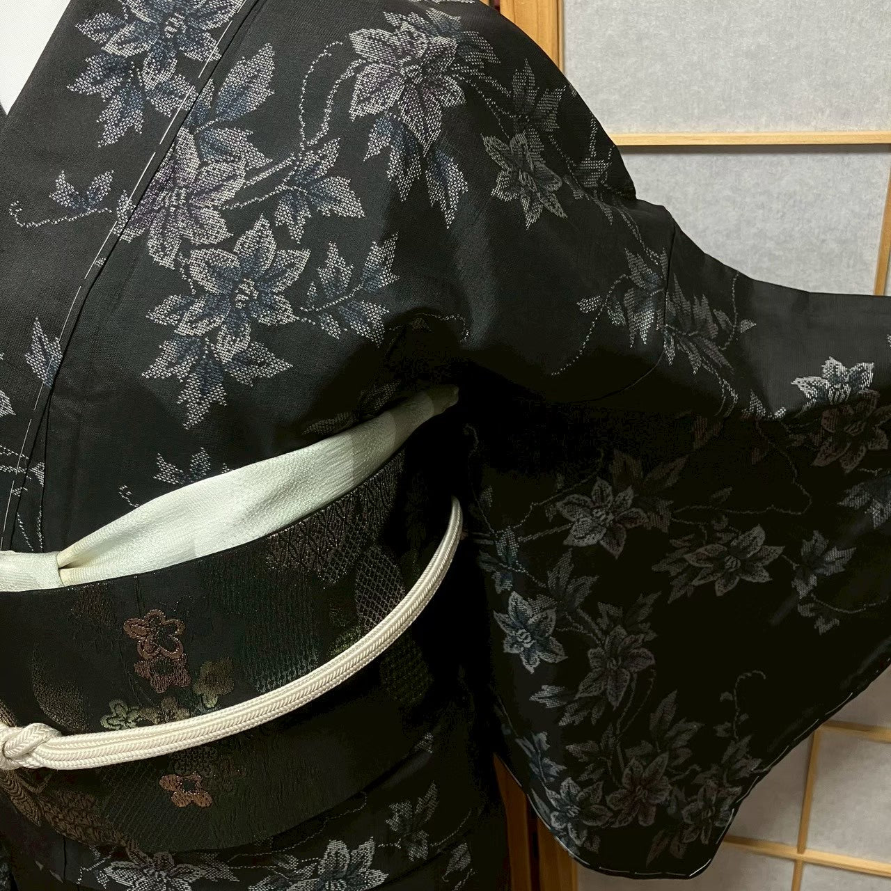 8120# Japanese Kimono Vintage Womens Silk Pongee Fabric Robe Kimono only sold