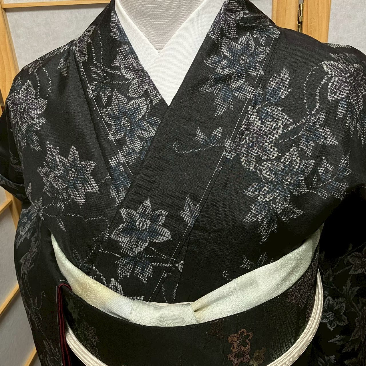 8120# Japanese Kimono Vintage Womens Silk Pongee Fabric Robe Kimono only sold