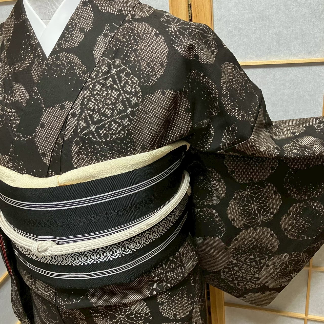 8096# Japanese Kimono Vintage Womens Silk Pongee Fabric Robe Kimono only sold