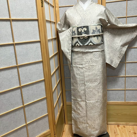 8121# Japanese Kimono Vintage Womens Silk Pongee Fabric Robe Kimono only sold