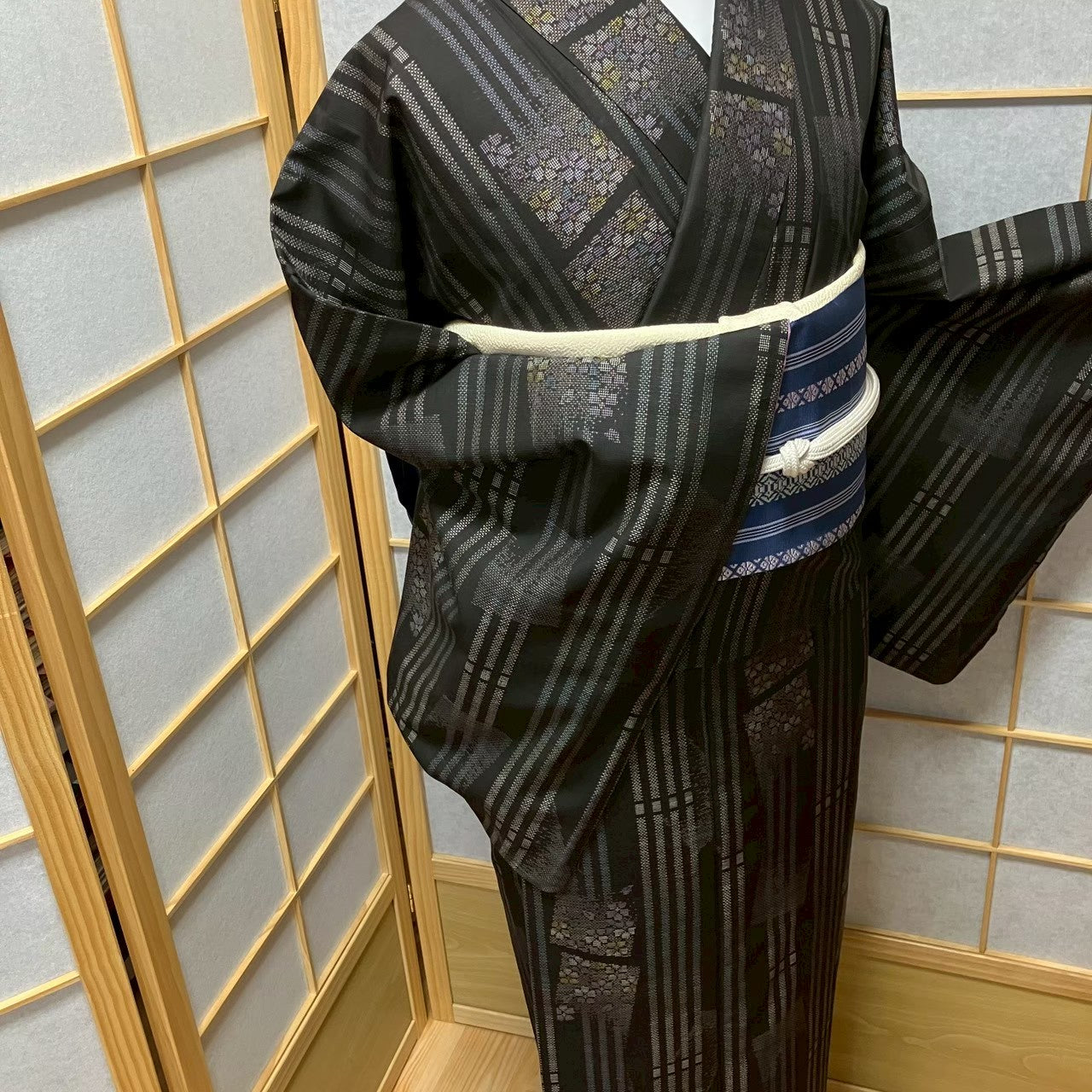 8122# Japanese Kimono Vintage Womens Silk Pongee Fabric Robe Kimono only sold