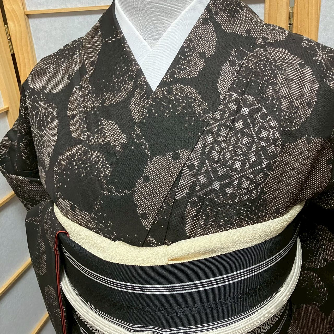 8096# Japanese Kimono Vintage Womens Silk Pongee Fabric Robe Kimono only sold
