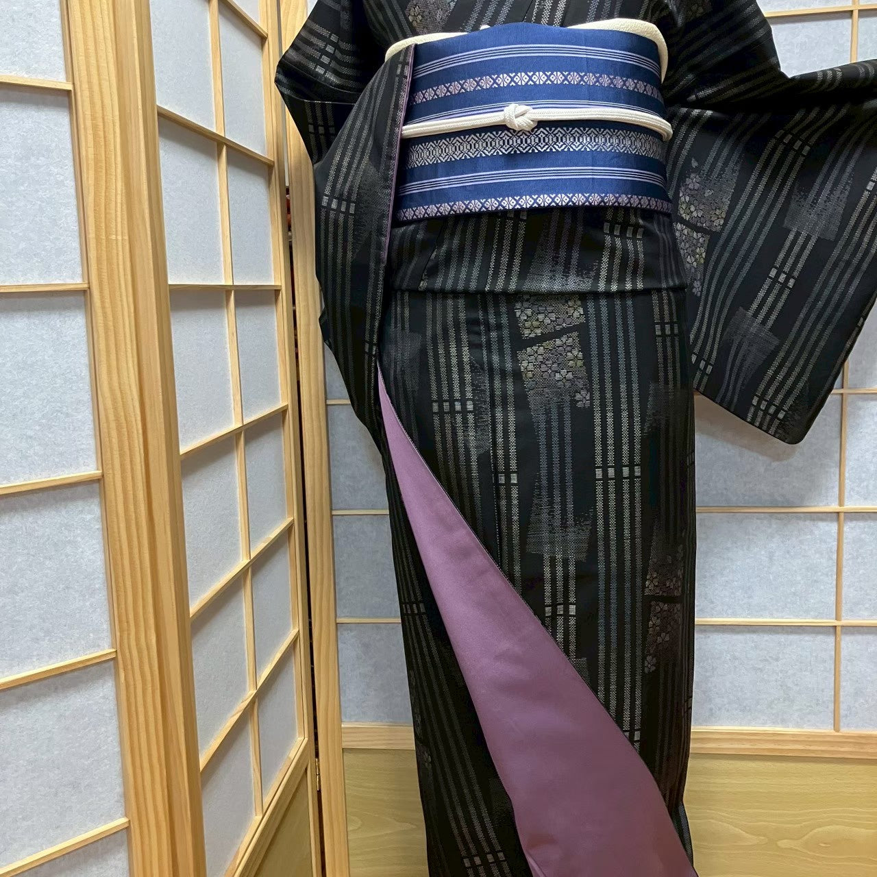 8122# Japanese Kimono Vintage Womens Silk Pongee Fabric Robe Kimono only sold