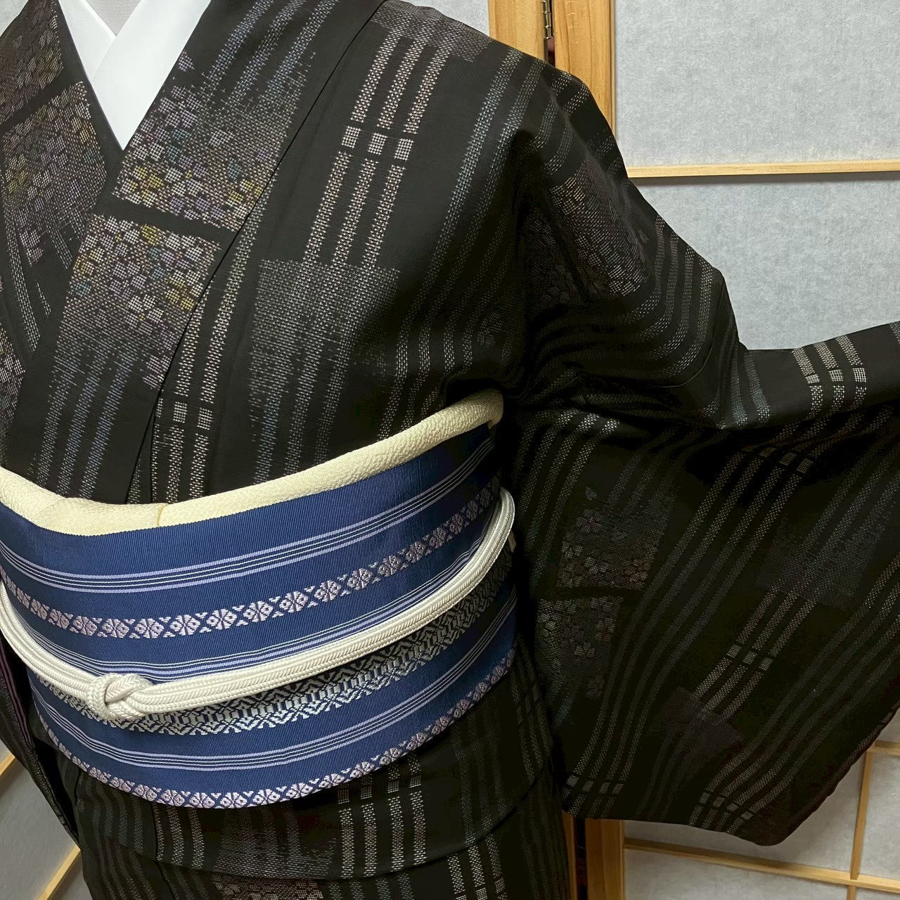 8122# Japanese Kimono Vintage Womens Silk Pongee Fabric Robe Kimono only sold