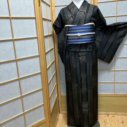 8122# Japanese Kimono Vintage Womens Silk Pongee Fabric Robe Kimono only sold